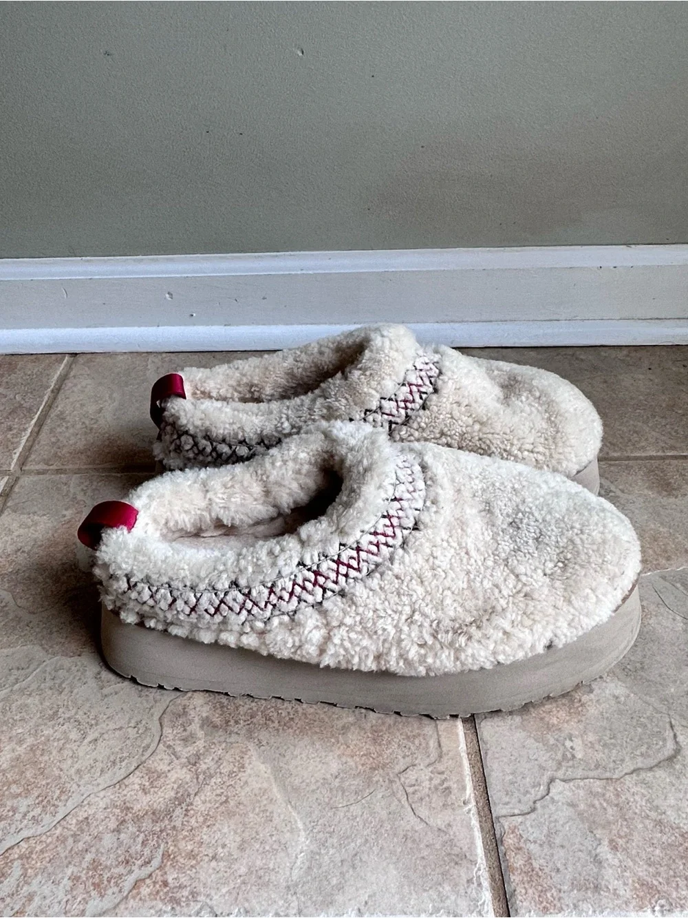 Ugg Tazz Slipper Heritage Braid Fluffy Curly Sheepskin Natural